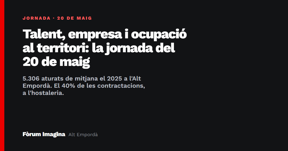 Talent, empresa i ocupació al territori: la jornada del 20 de maig